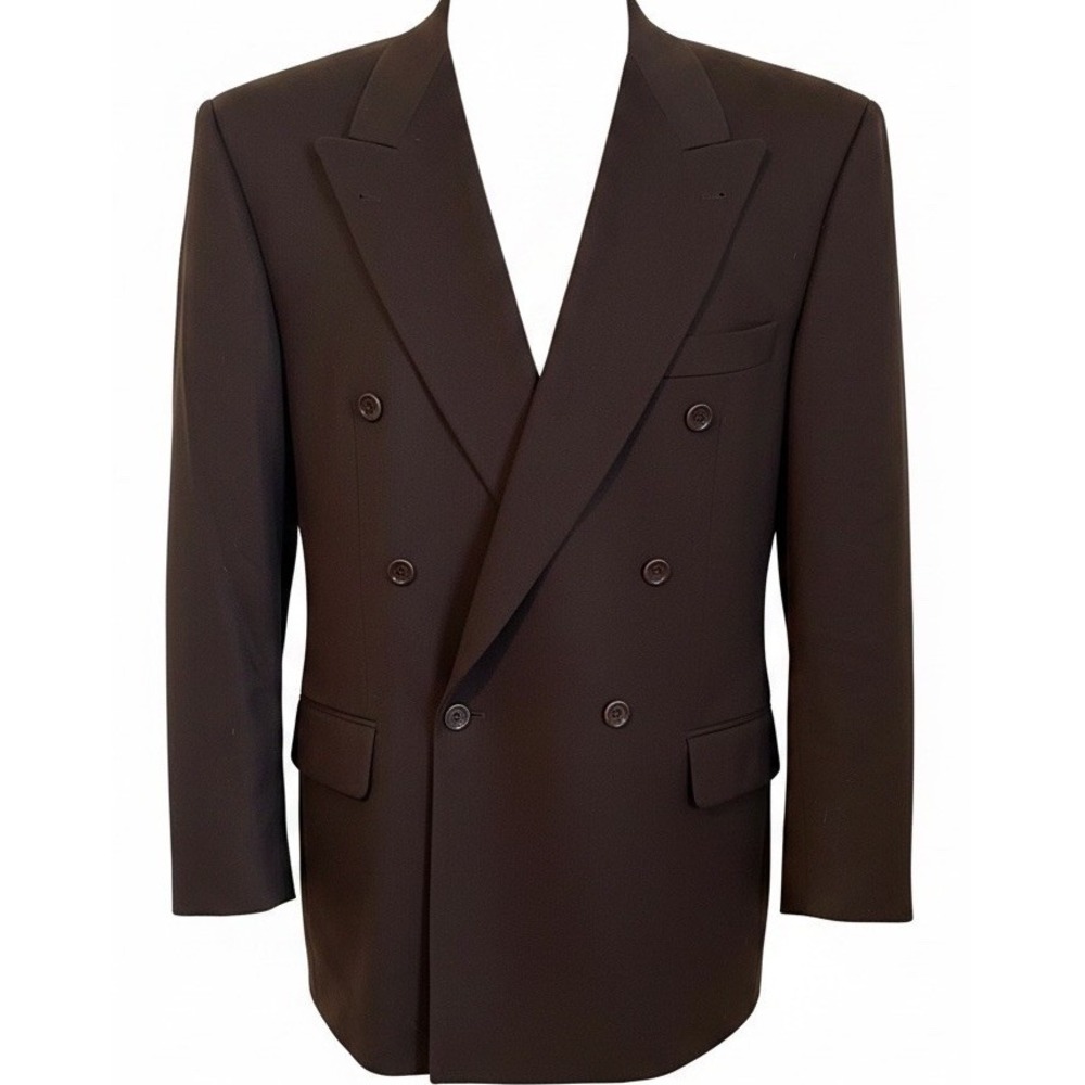 Hugo Boss Loro Piana Sz 44R Wool Cashmere Brown Double Breasted Blazer Jacket